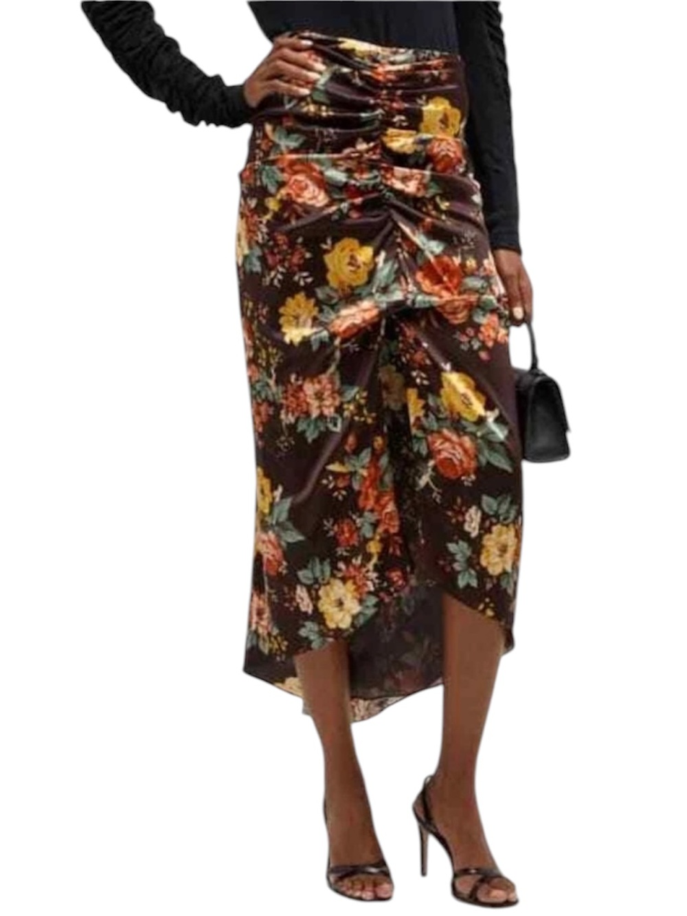 VERONICA BEARD Women’s Pixie Floral Ruched Silk Midi Skirt - Picture 3 of 16